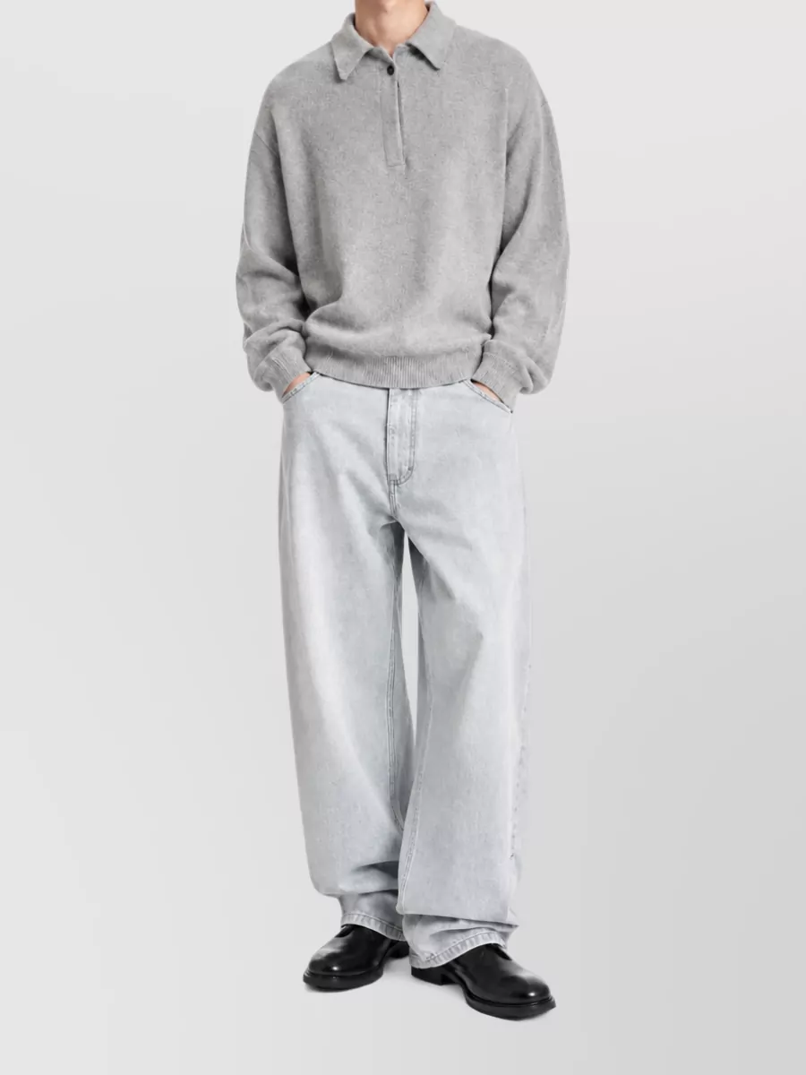 Haikure acid-wash wide-leg denim jeans