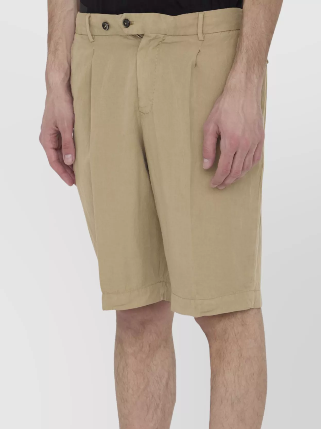 Pt Torino Elasticated Bermuda Shorts With Rear Flap Pockets In Neutral