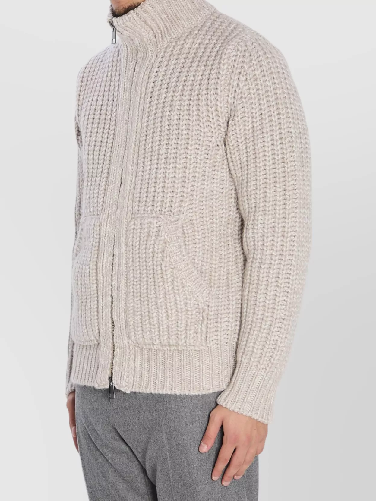 Roberto Collina Ribbed Sweatshirt With Zip And Pockets