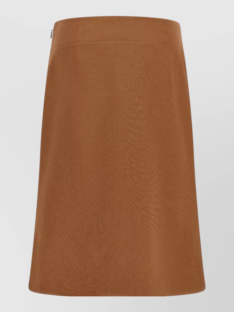 Fendi Linen Blend High-Rise Midi A-Line Skirt