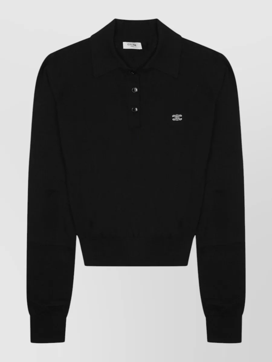 Celine Logo-Knit Polo Jumper