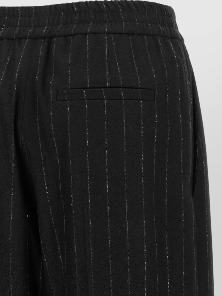 Brunello Cucinelli Wool Cashmere Pinstripe Sequin Wide-Leg Trousers