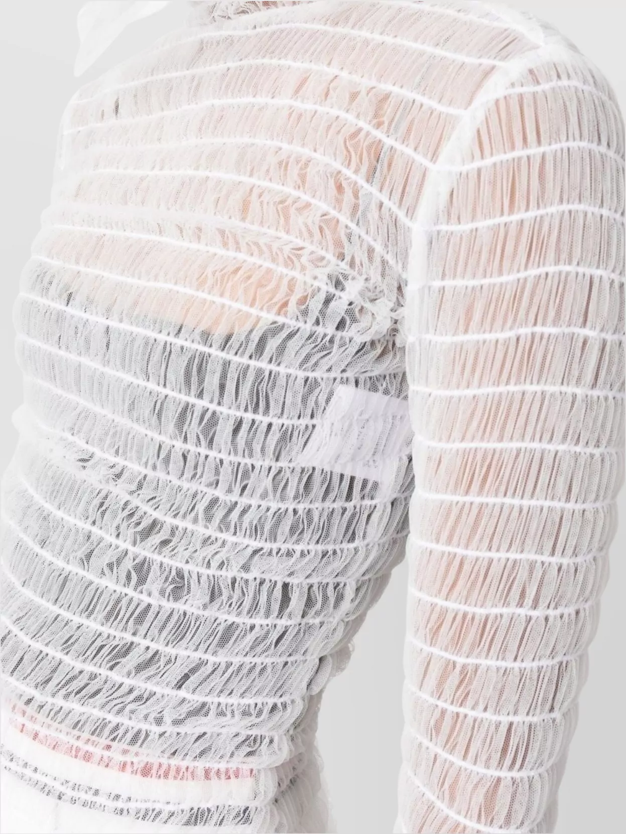 Thom Browne High Neck Frilled Tulle Top