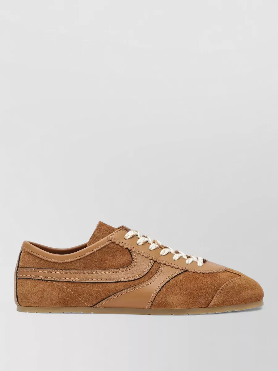 Dries Van Noten Women Brown Low-top Sneakers With Two-tone Lace-up In Suede Woman