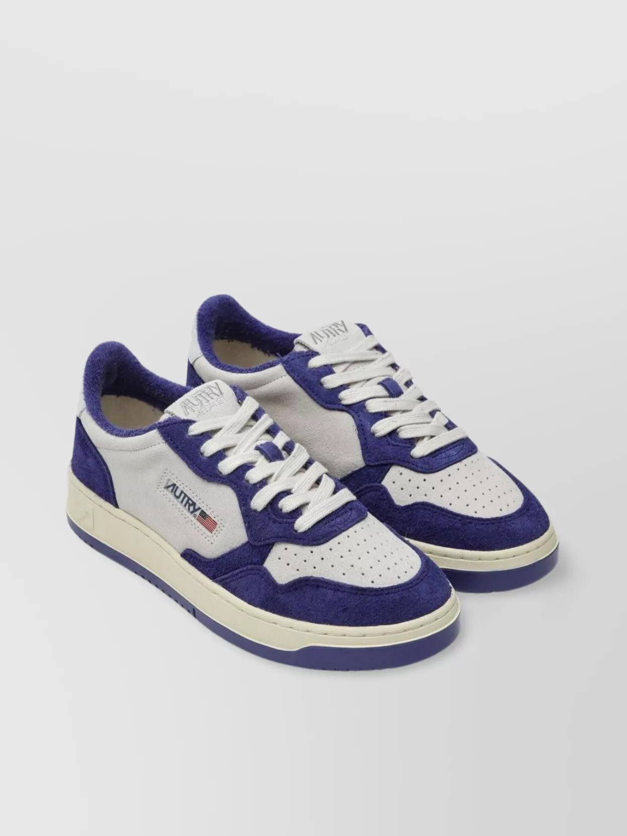 Autry Lily Suede Medalist Sneakers With Perforated Toe Box In White