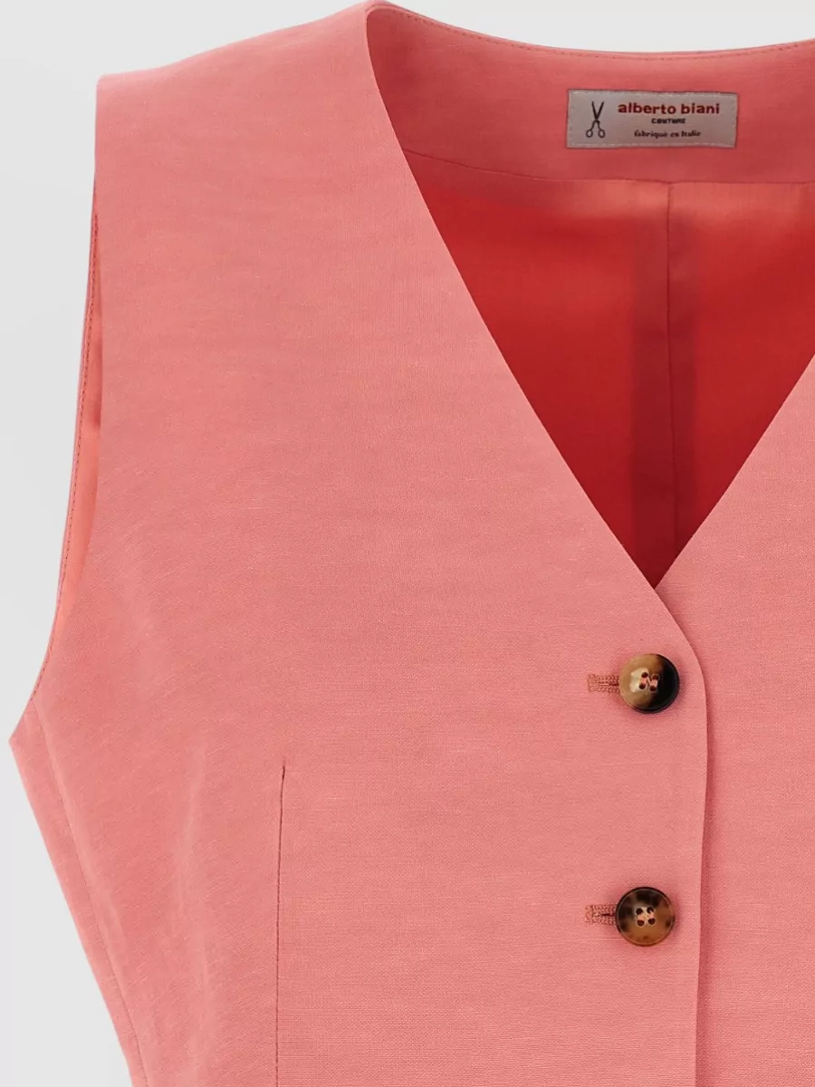 Alberto Biani Viscose Linen V-Neck Vest