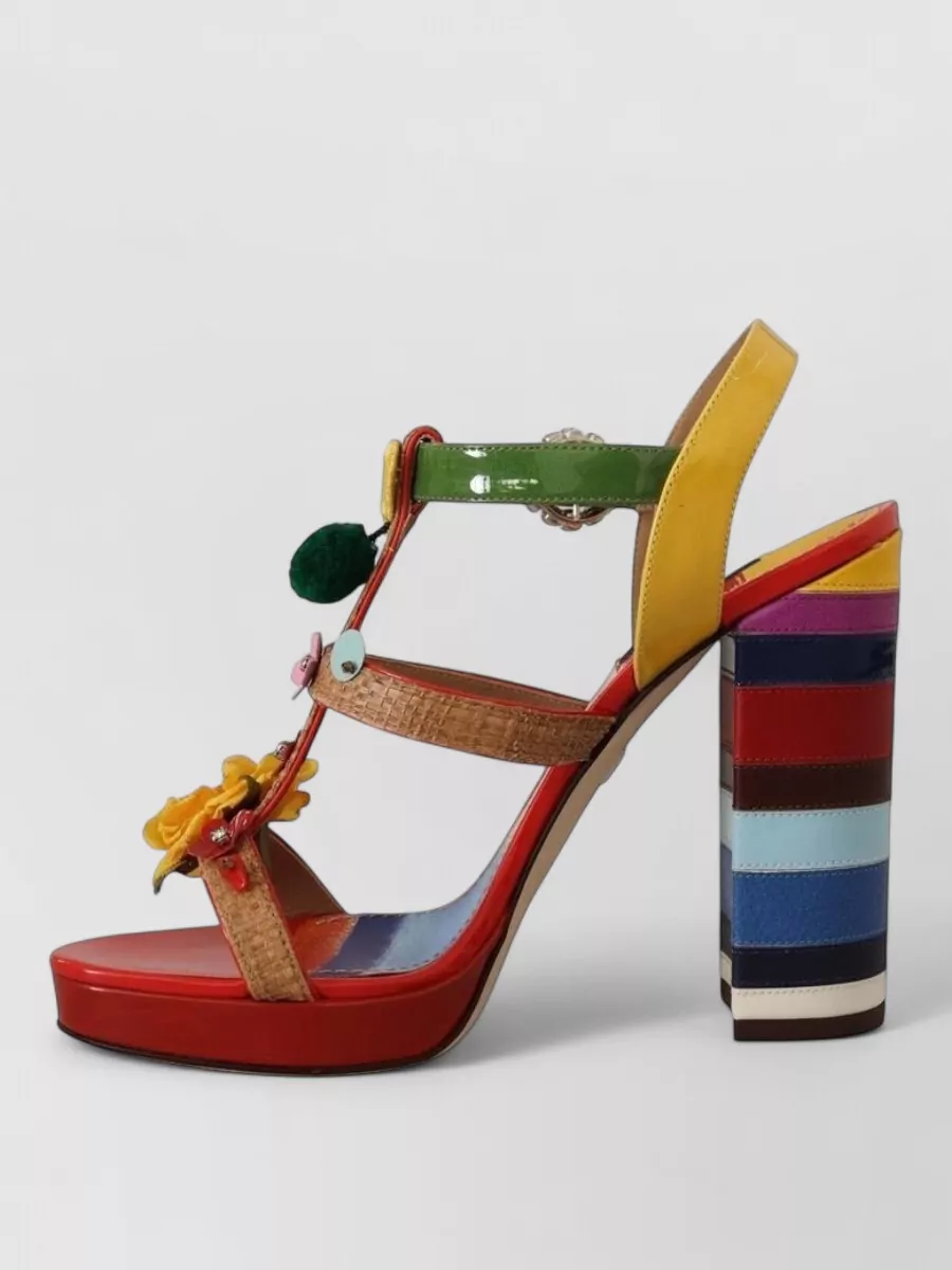 Dolce&Gabbana Leather Crystal-Embellished Ankle-Strap Sandals