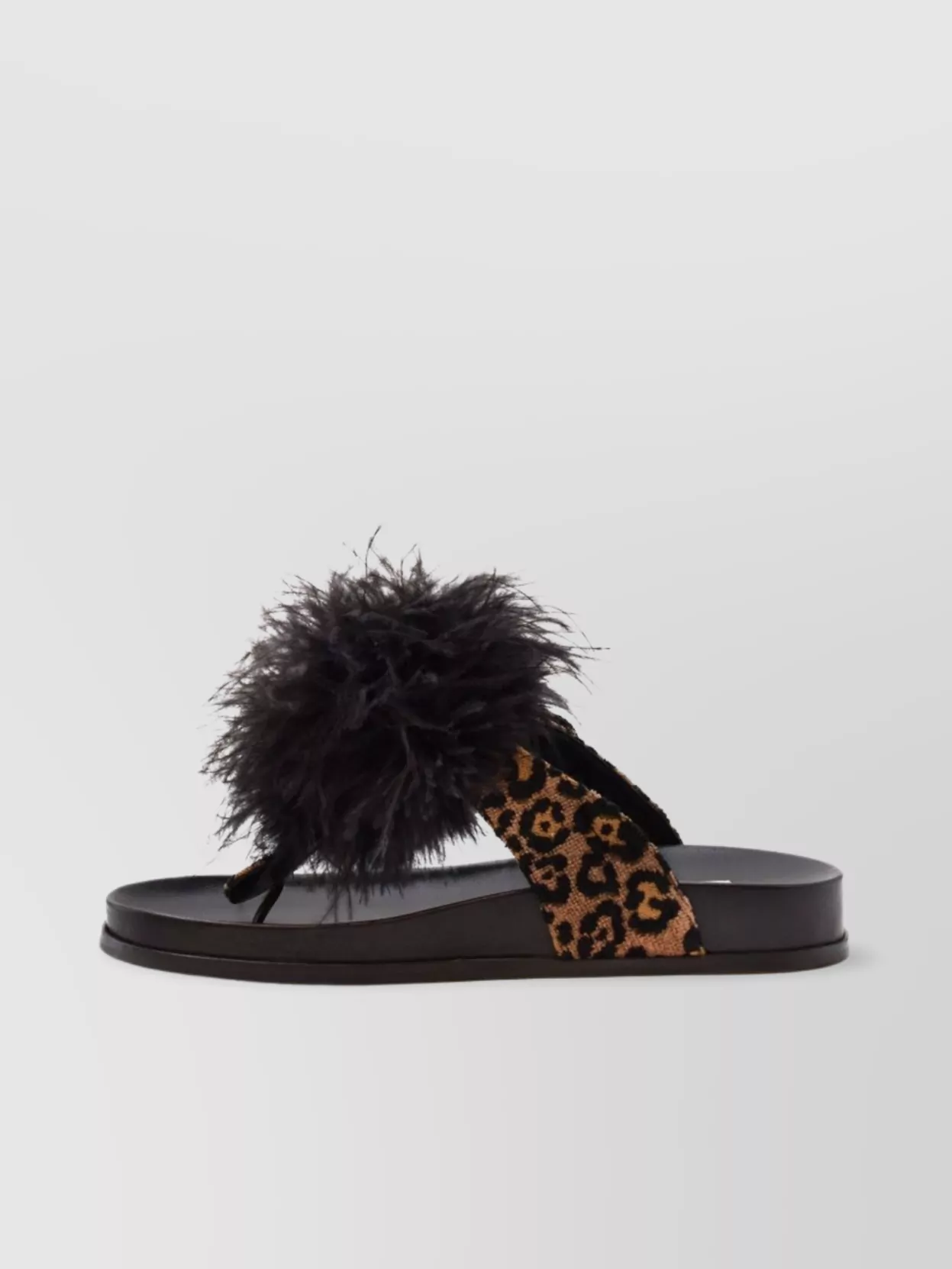 Aquazzura Fur Detail Animal Print Flat Sole Sandals