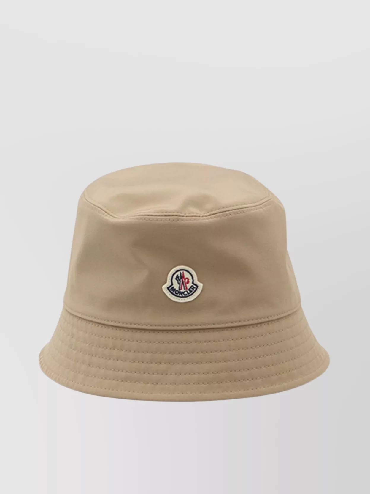 Moncler Bucket Hat With Embroidered Logo And Stitched Brim In Brown