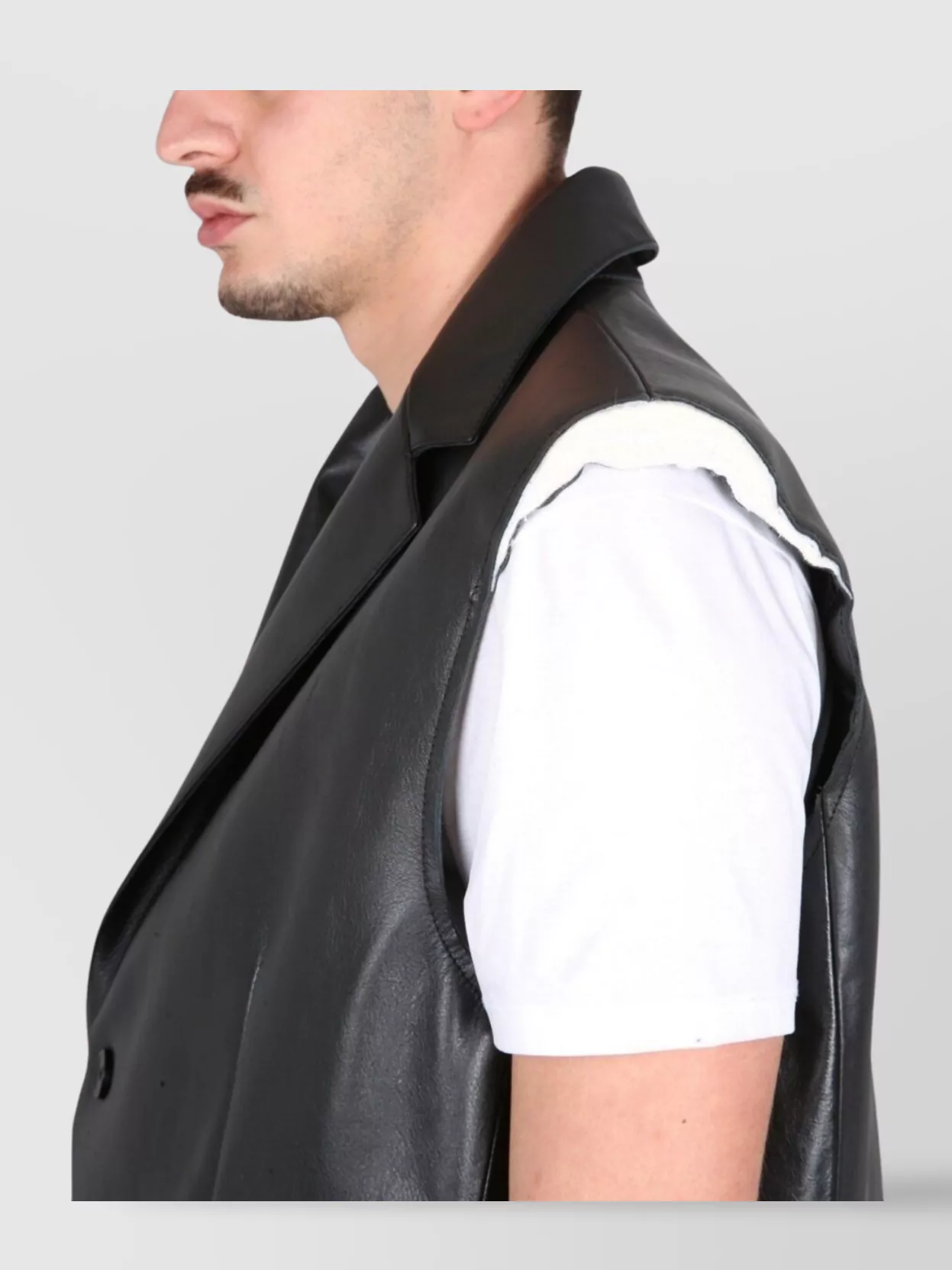 Mm6 Maison Margiela Leather Vest Sleeveless Flap Pockets