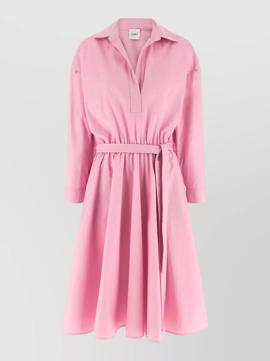 Nude Cotton Poplin Shirt Midi Dress