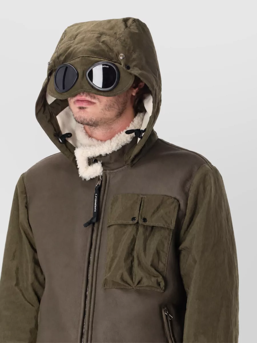 C.p. Company Leather Shearling Padded Coat