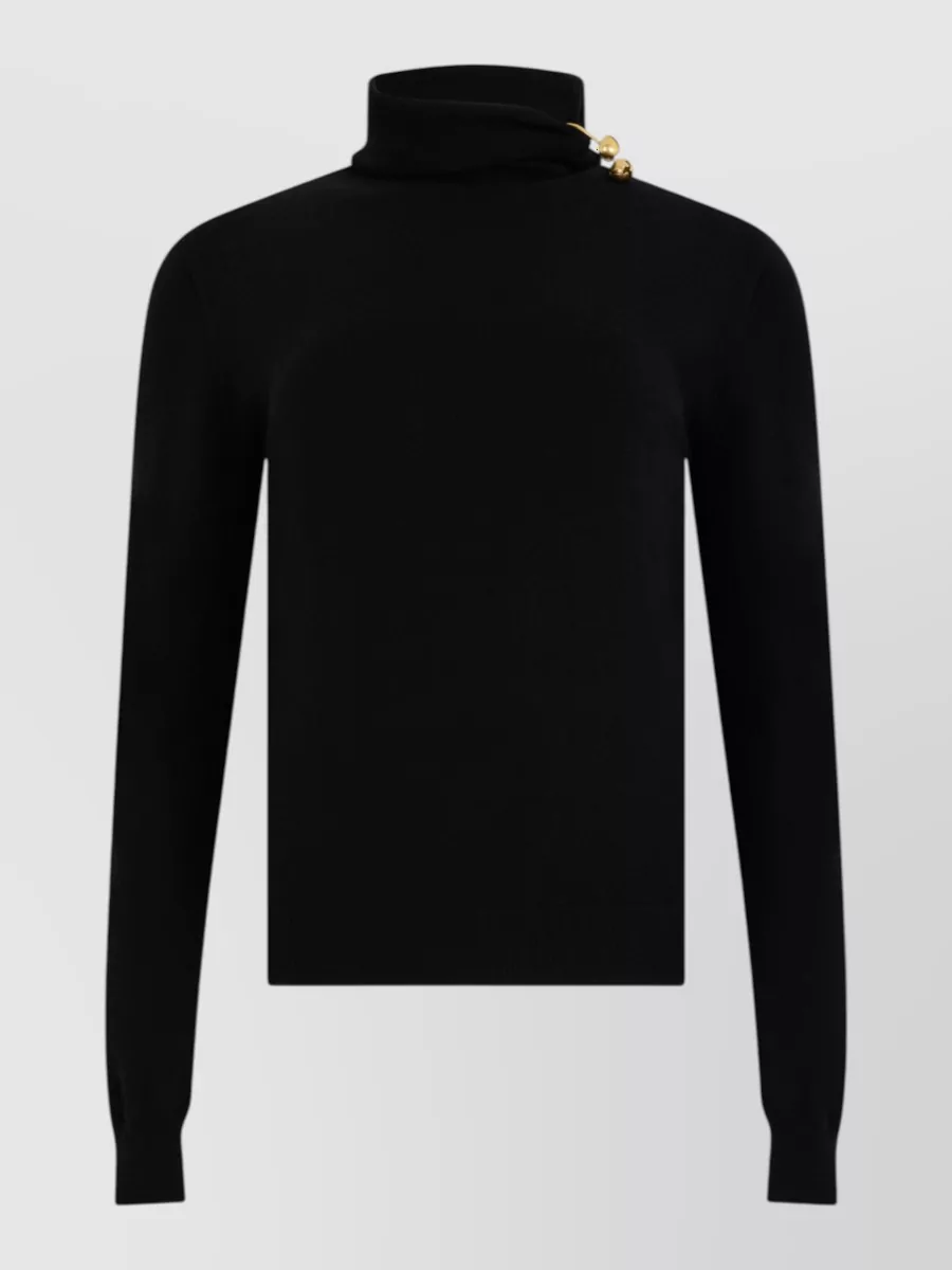 Alberta Ferretti Wool silk cashmere high-neck long-sleeve sweater