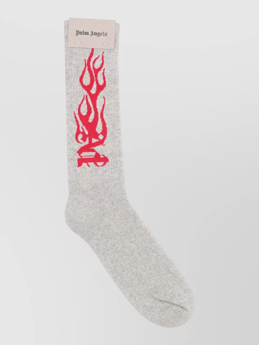 Palm Angels flame jacquard socks