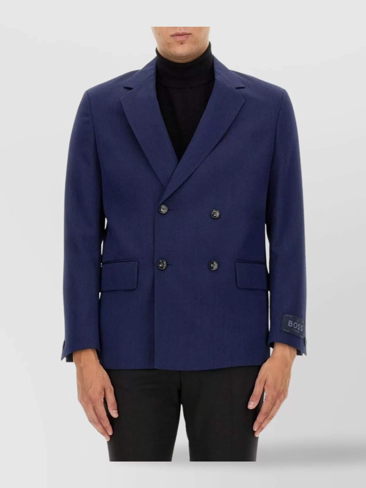Boss Dual-Breasted Blazer Buttoned Cuffs