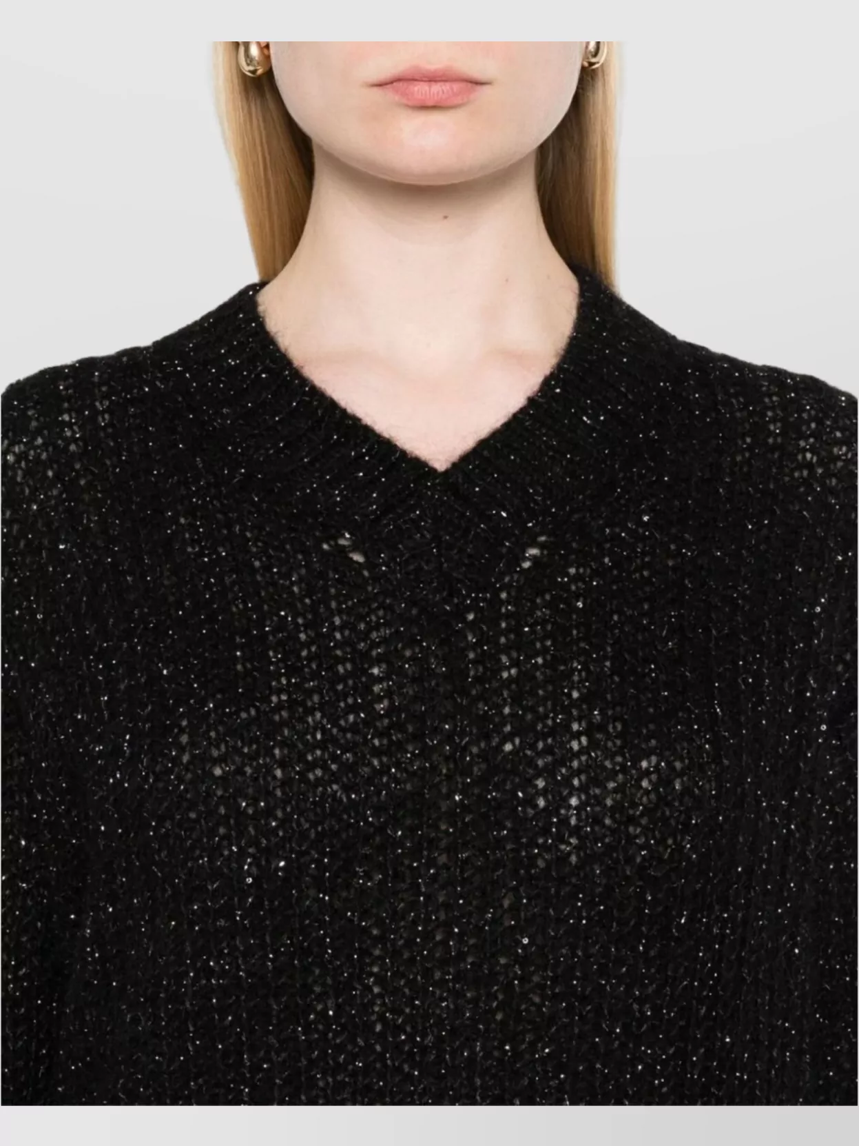 Herno V-Neck Long Sleeve Knitwear With Sparkling Finish