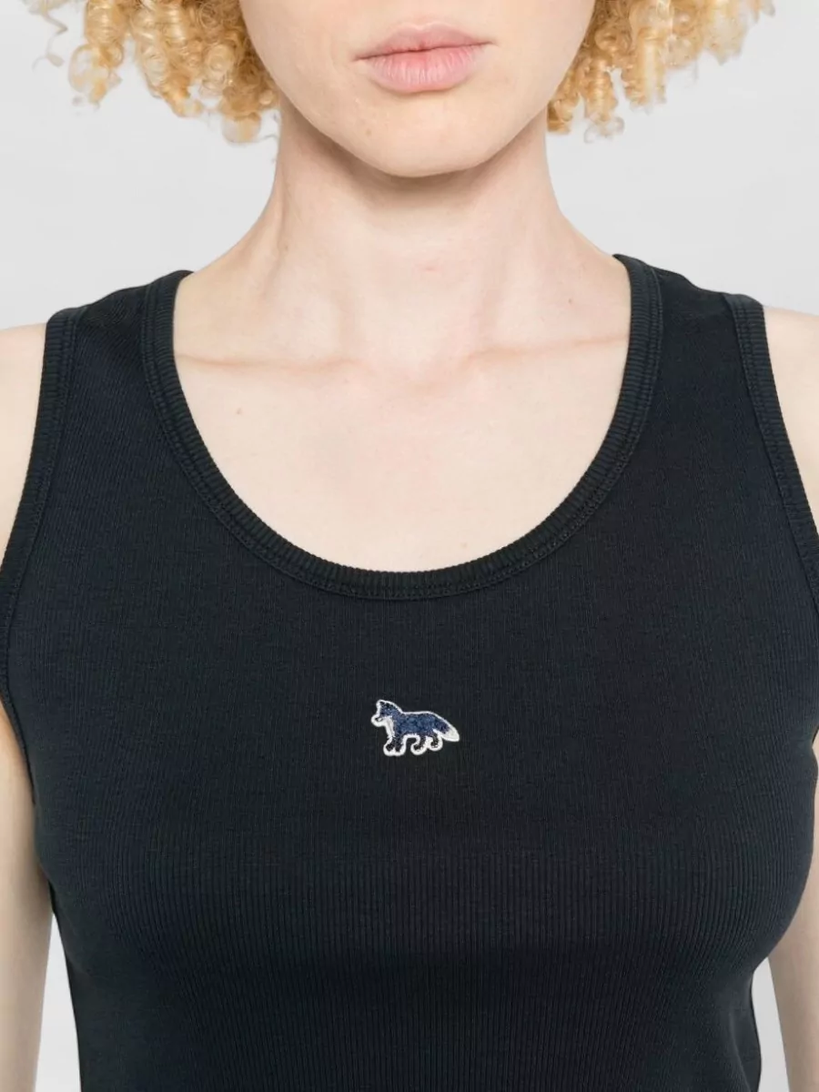 Maison Kitsuné Ribbed Organic Cotton Sleeveless Tank Top