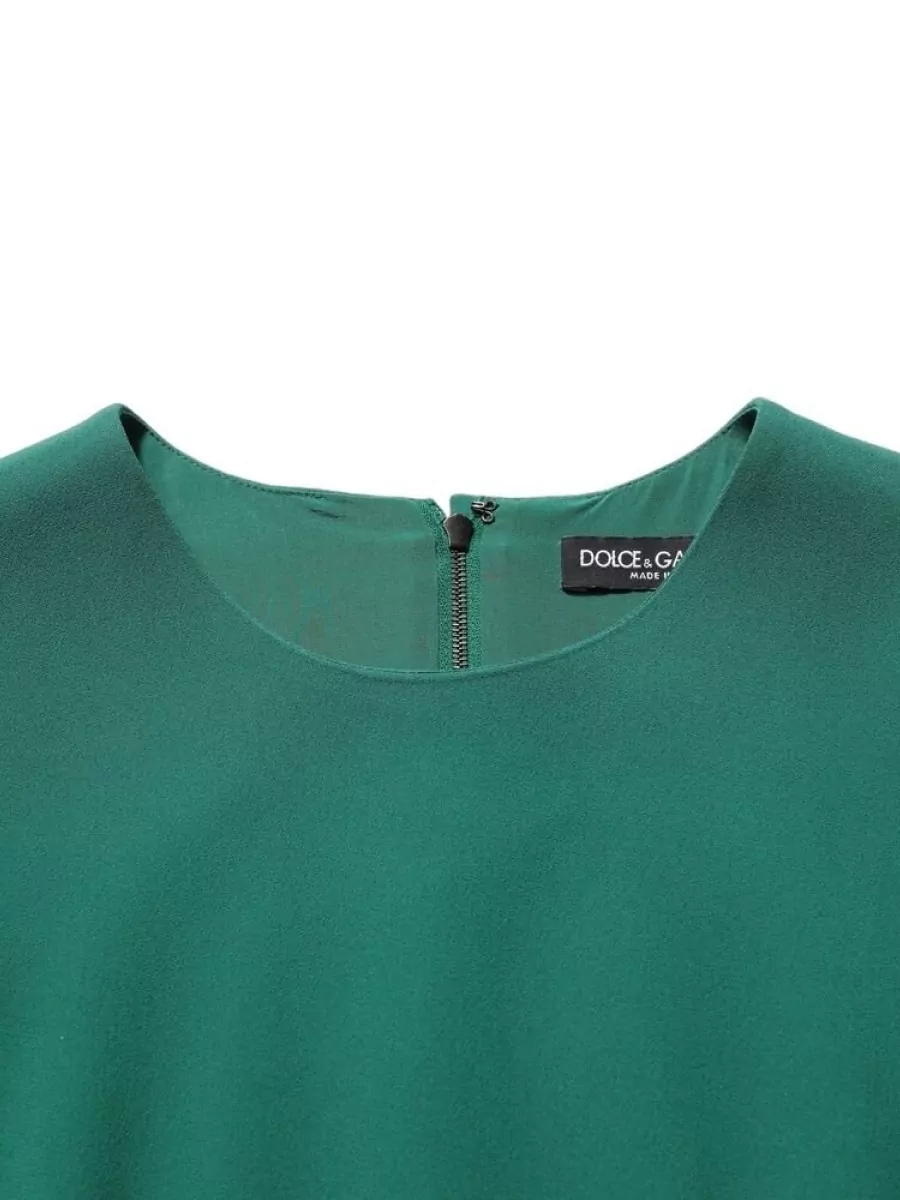 Dolce&Gabbana Silk-Blend Long-Sleeve A-Line Mini Dress