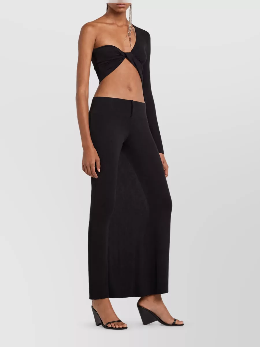Courrèges Leather Asymmetric Crop Top