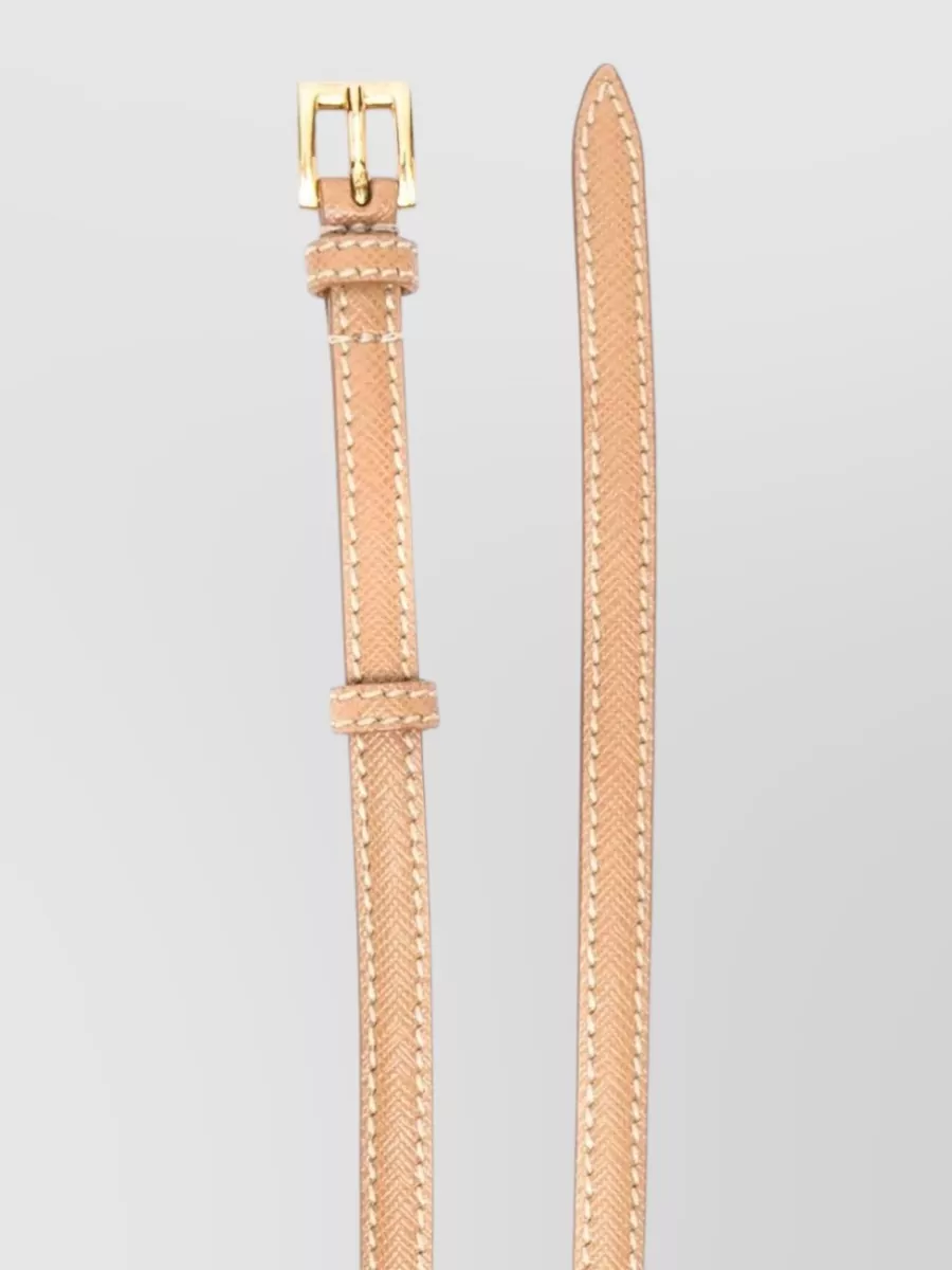 Prada Leather Contrast-Stitching Belt