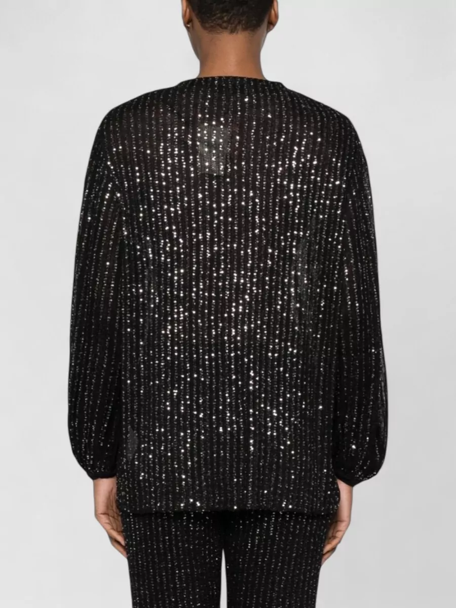 Missoni Long Sleeve Round Neck Sequin Sheer Top