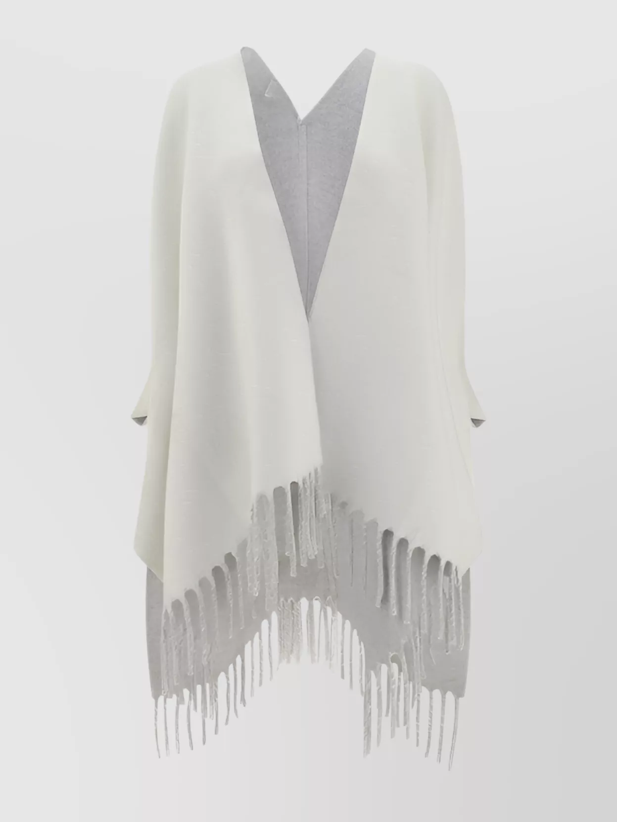 Brunello Cucinelli Cashmere Wool Blend Poncho Cape In White