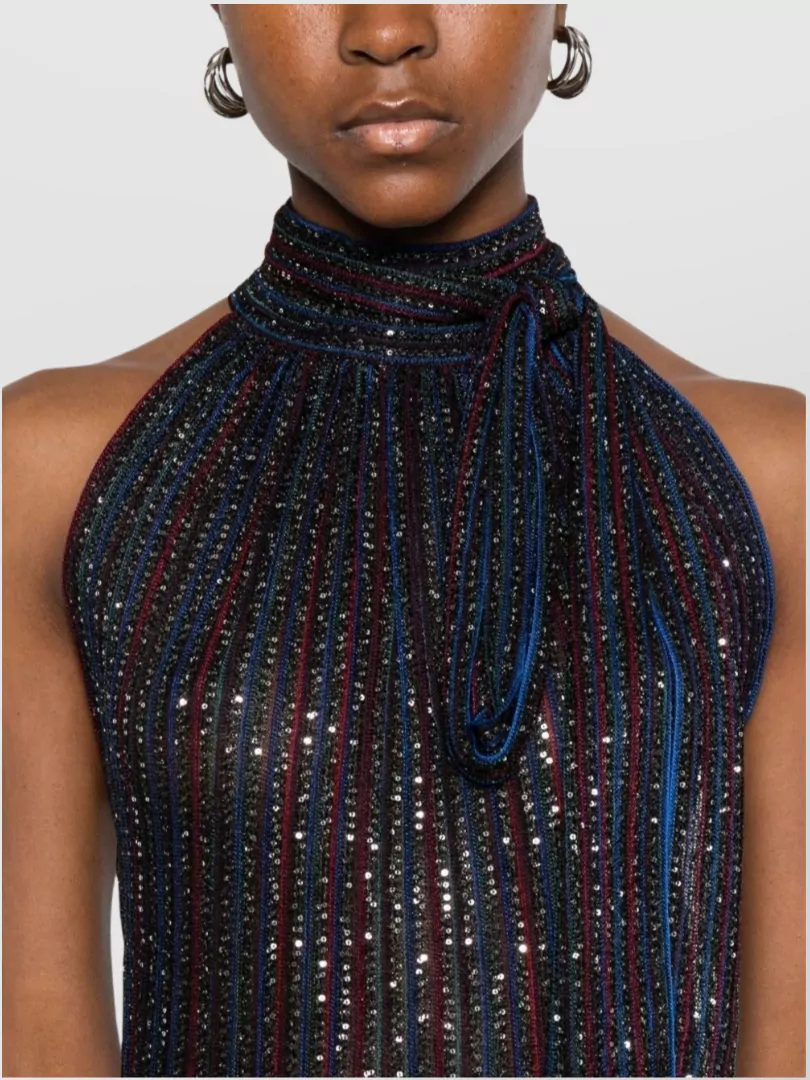 Missoni Halterneck Top Sequin Stripes