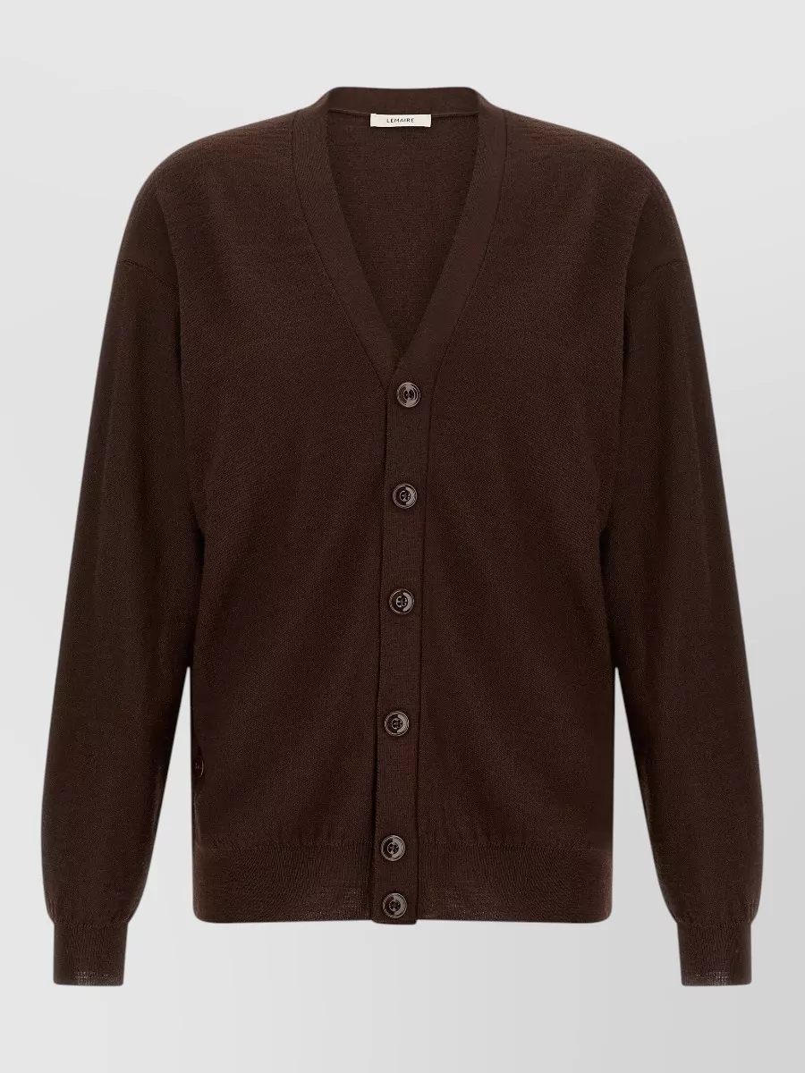 Lemaire Ribbed Asymmetric Wrap V-Neck Cardigan