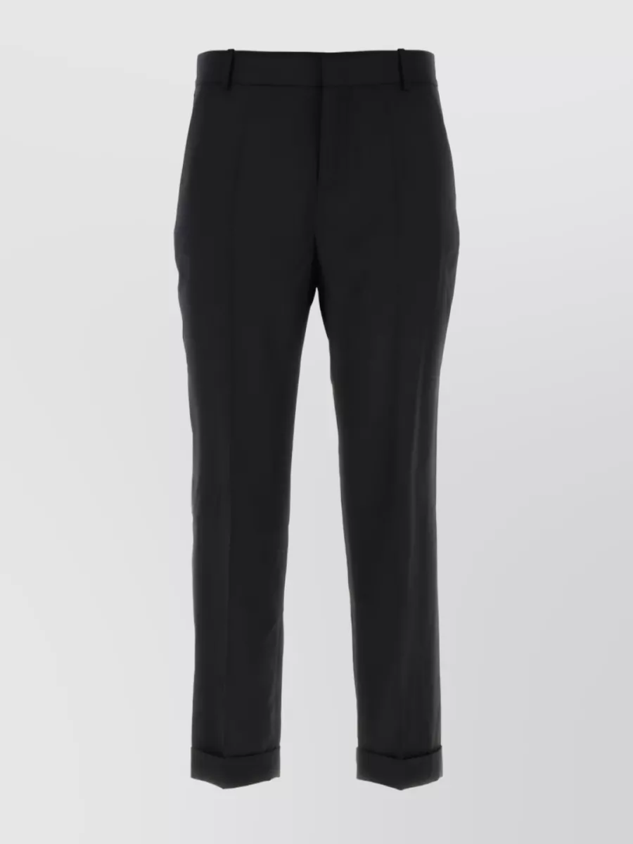 Shop Balmain Streamlined Mid-rise Cropped Trousers In Black