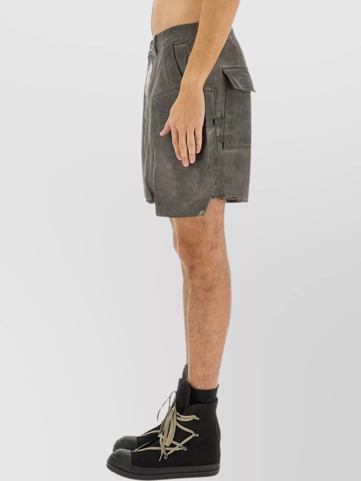 Rick Owens Drkshdw Cargo Bermuda Shorts Frayed Hem