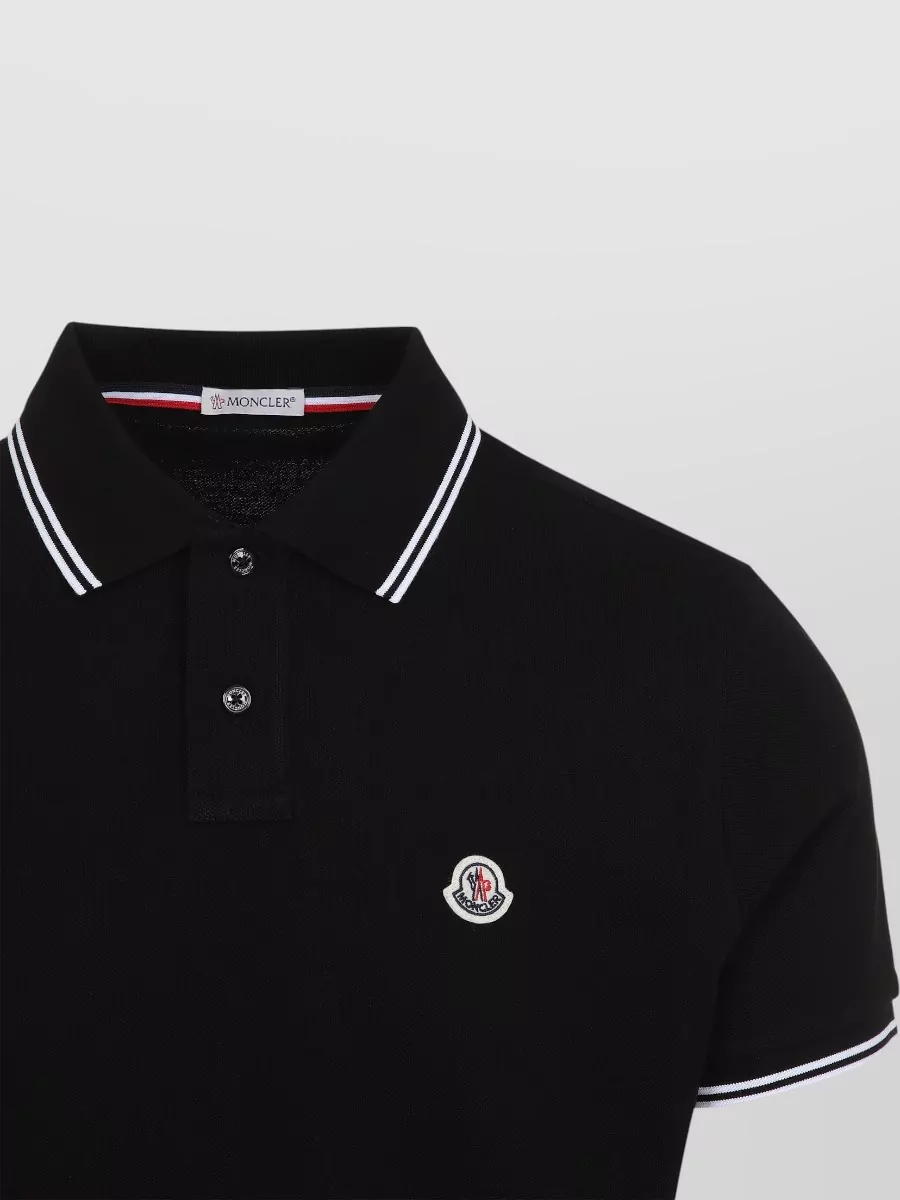 Moncler Short Sleeve Cotton Polo Shirt Collar Stripes