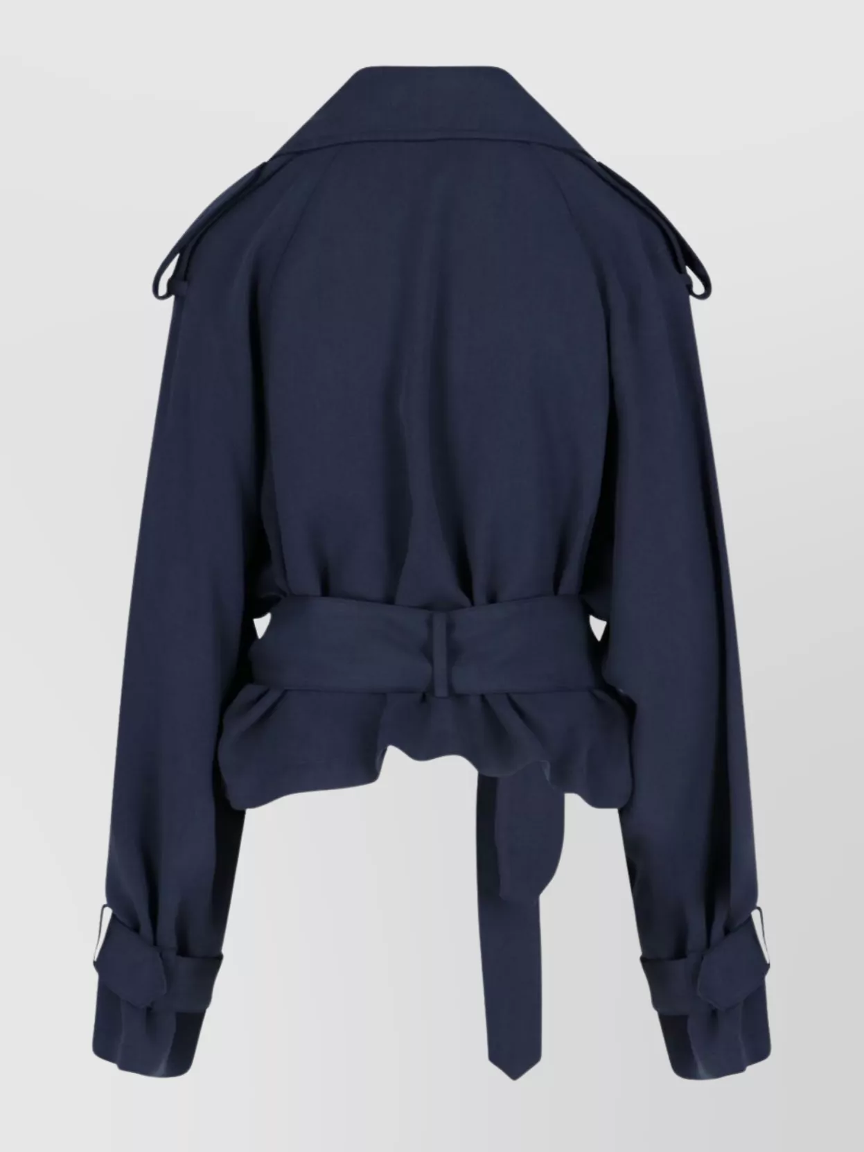 The Frankie Shop Waist Belted Jacket With Epaulettes And Lapels In Blue