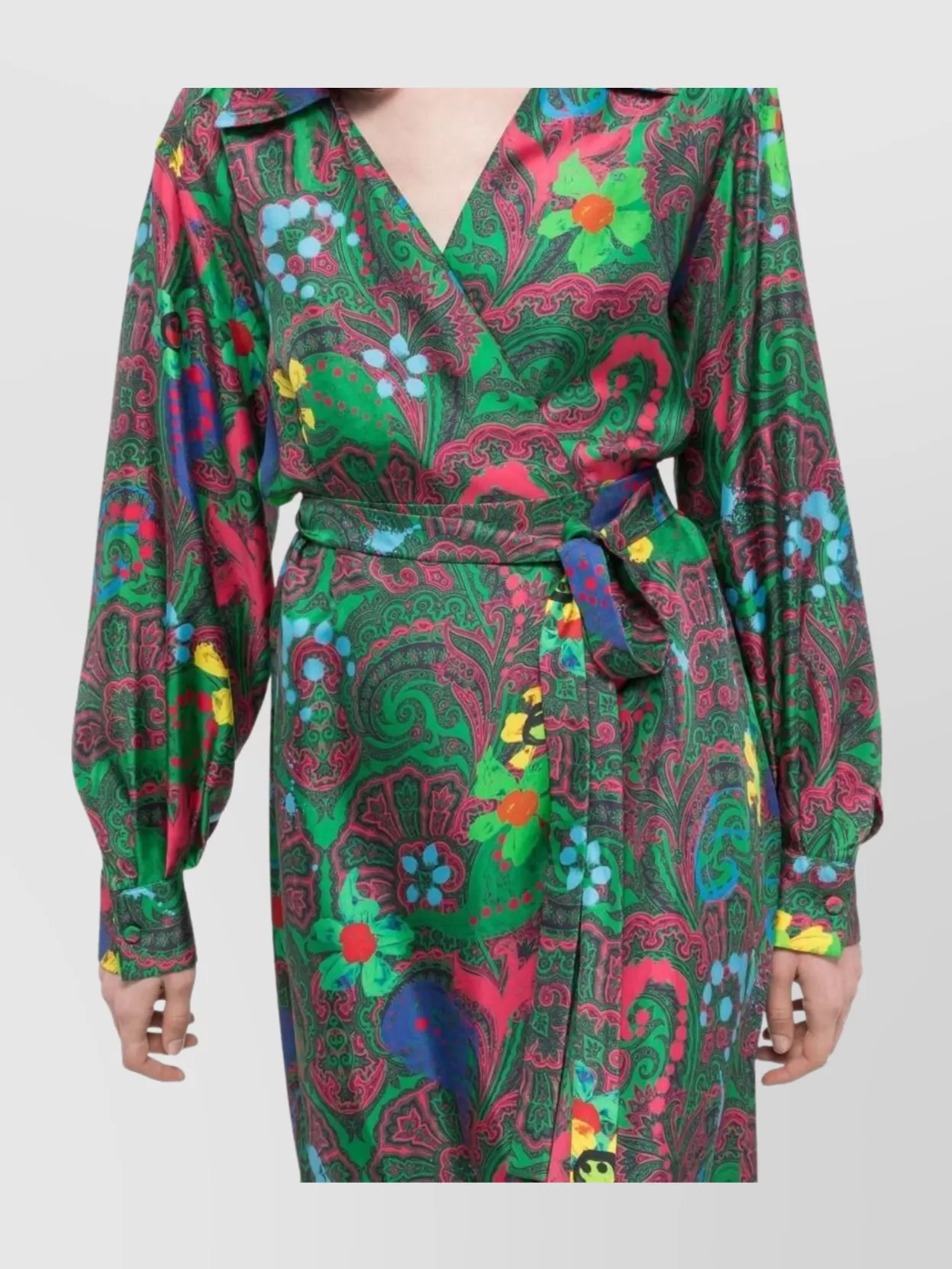 Az Factory Paisley Print Long Wrap Dress