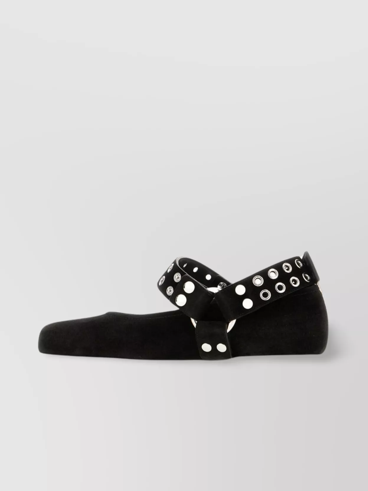 Alaïa Suede Ballerinas With Buckle Detail And Studded Strap