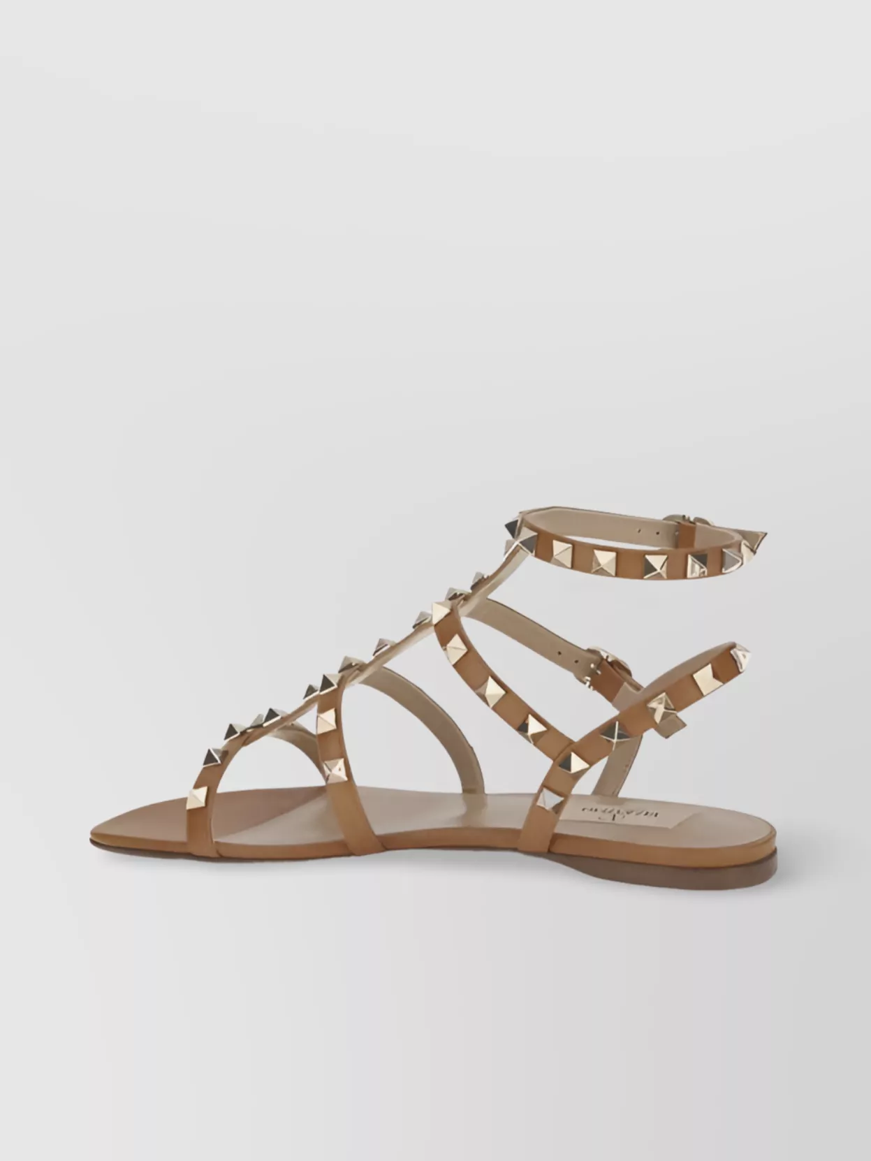 Valentino Garavani Studded Leather Round Toe Flat Sole Sandals