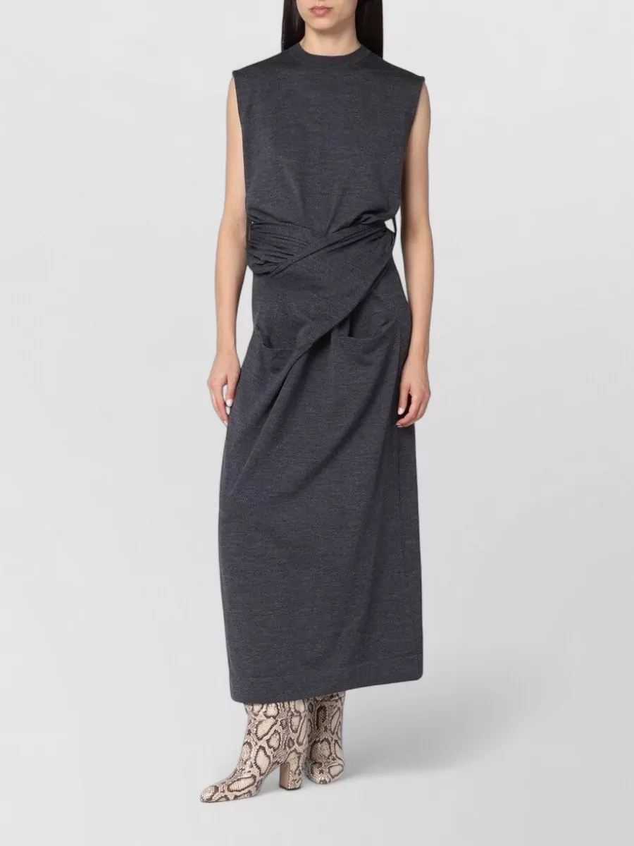 Jil Sander Wool draped maxi dress