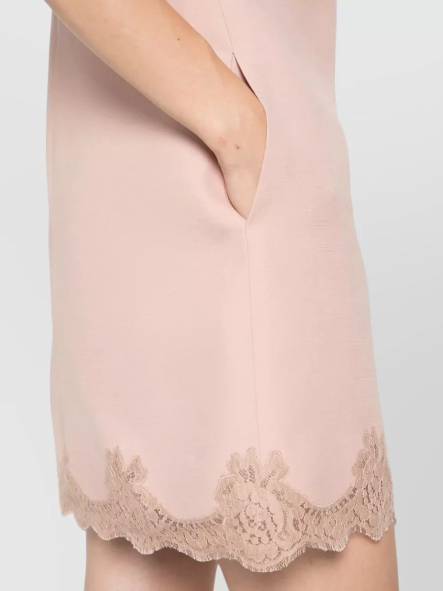 Valentino Silk And Virgin Wool Lace Trim Mini Dress