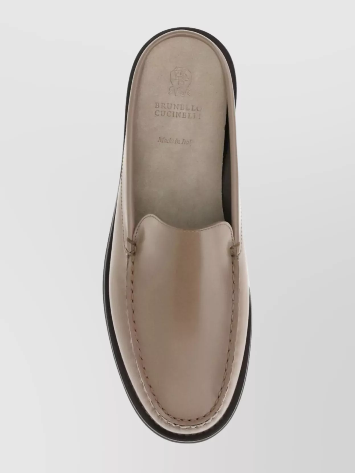 Brunello Cucinelli Leather Slip-On Sandals Round Toe