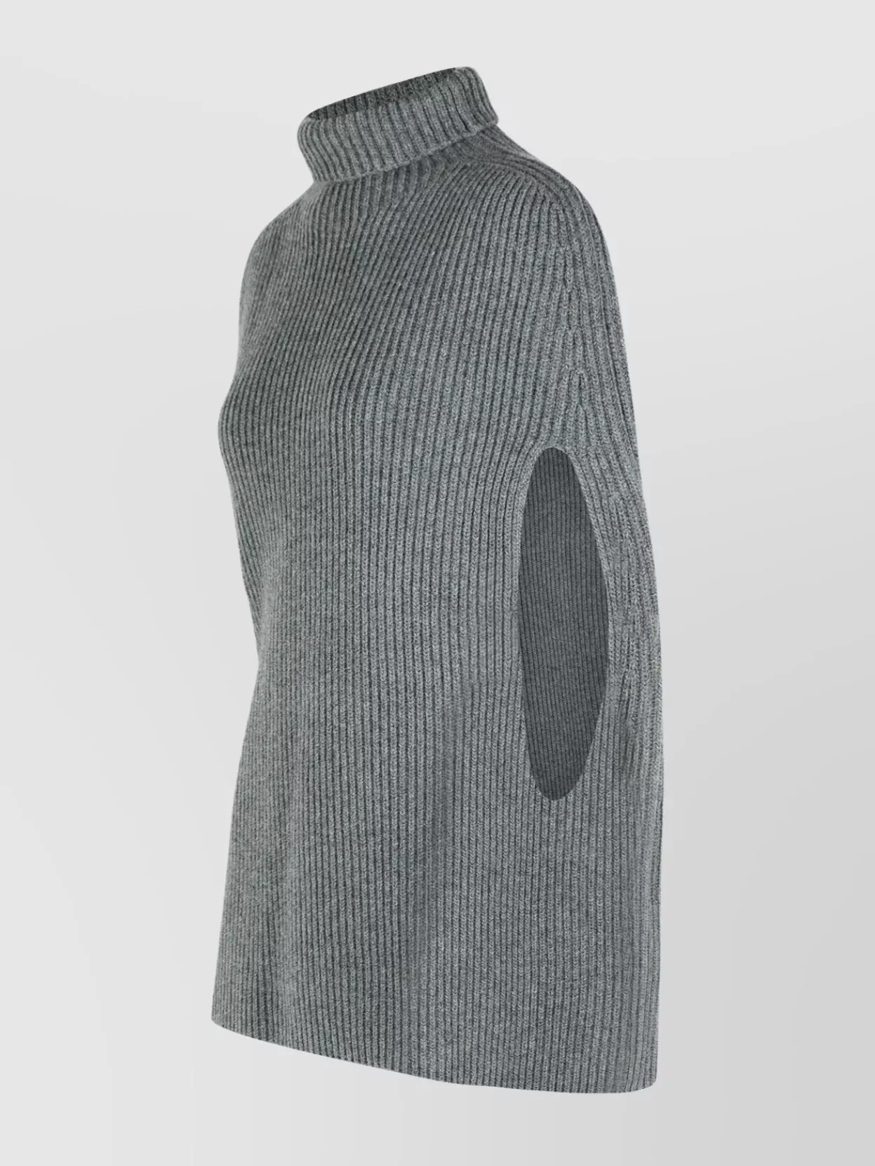 Jil Sander Wool Turtleneck Cape Ribbed Texture