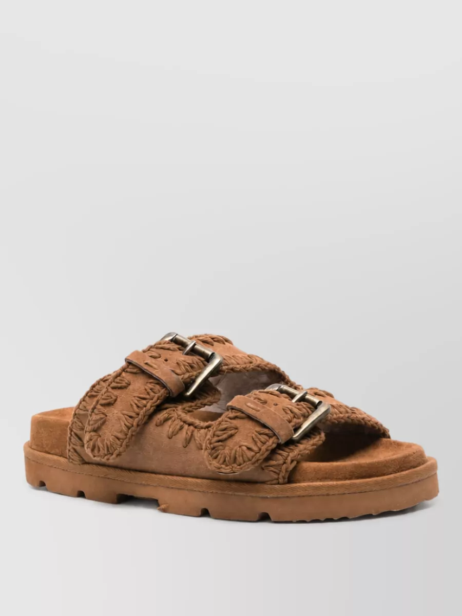 Mou suede double buckle sandals