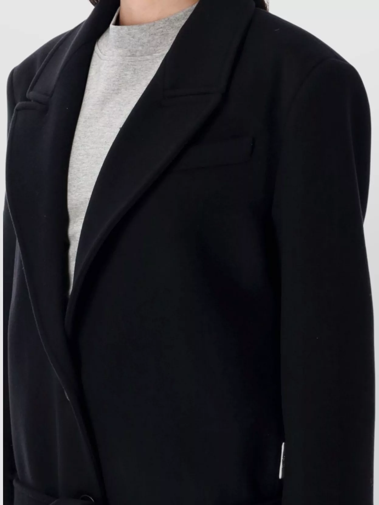 Attico Waist Belted Long Length Lapels In Black