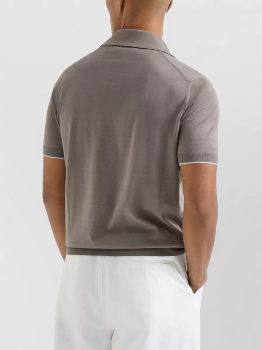 Brunello Cucinelli Polo Shirt Featuring Logo And Ribbed Cuffs