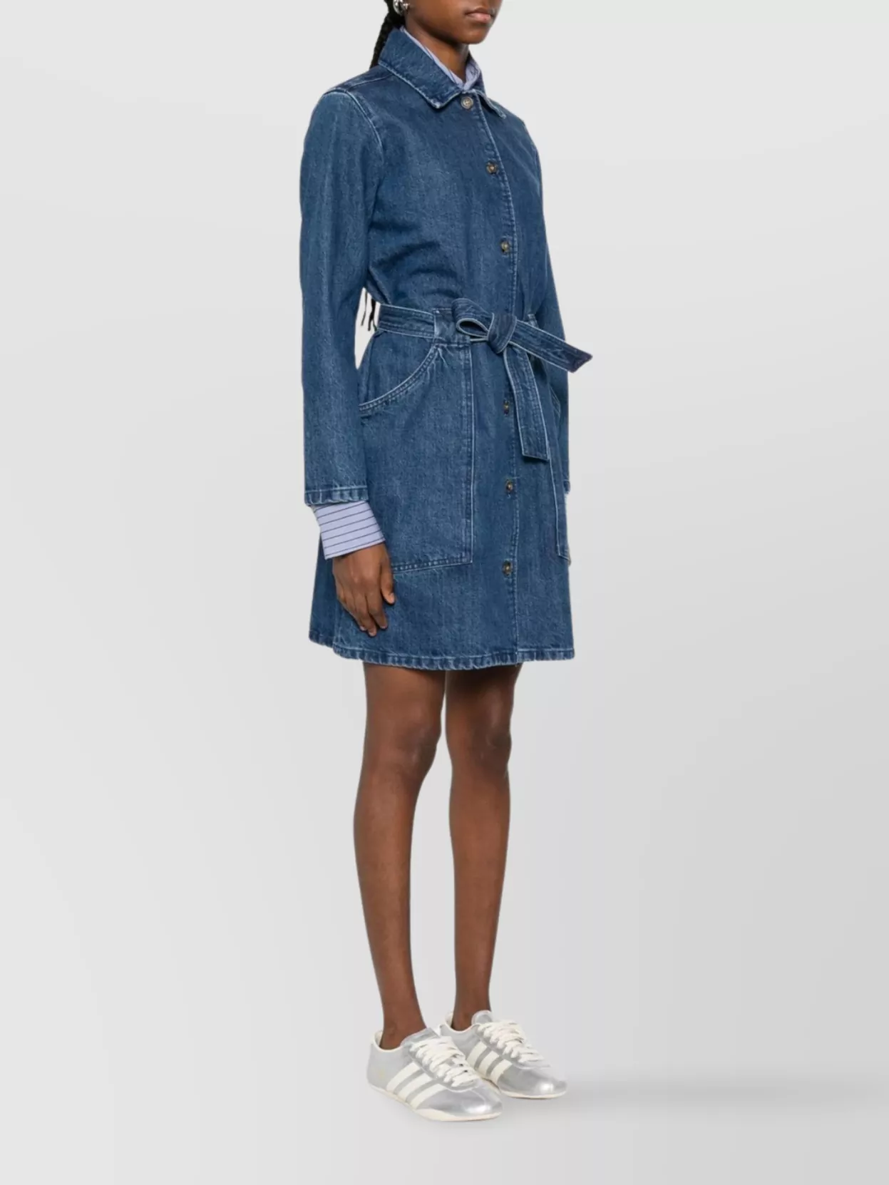 A.p.c. Casual Dress With Belted Waist And Pockets