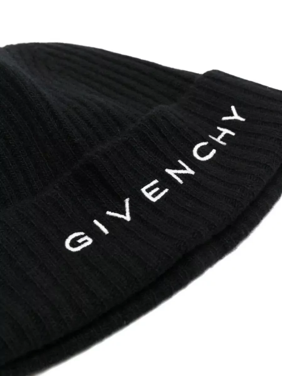 Givenchy Ribbed Beanie Hat Turn Up Brim