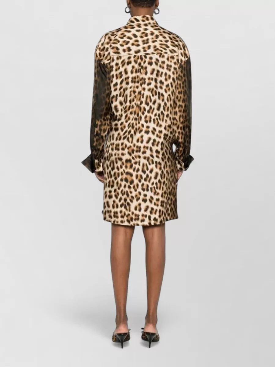 Sportmax Silk Leopard-Print Lace-Trim Knot-Detail Midi Dress