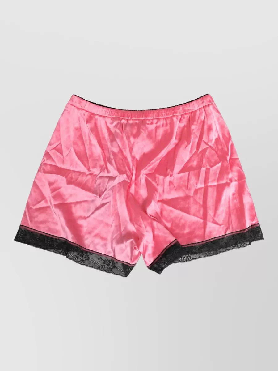 Dolce&Gabbana silk satin lace trim short shorts