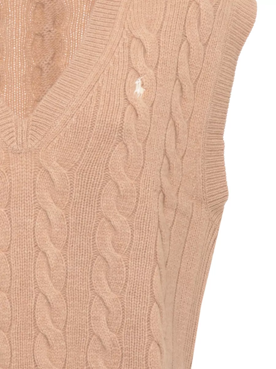 Ralph Lauren Wool Cashmere V-Neck Sleeveless Textured Top