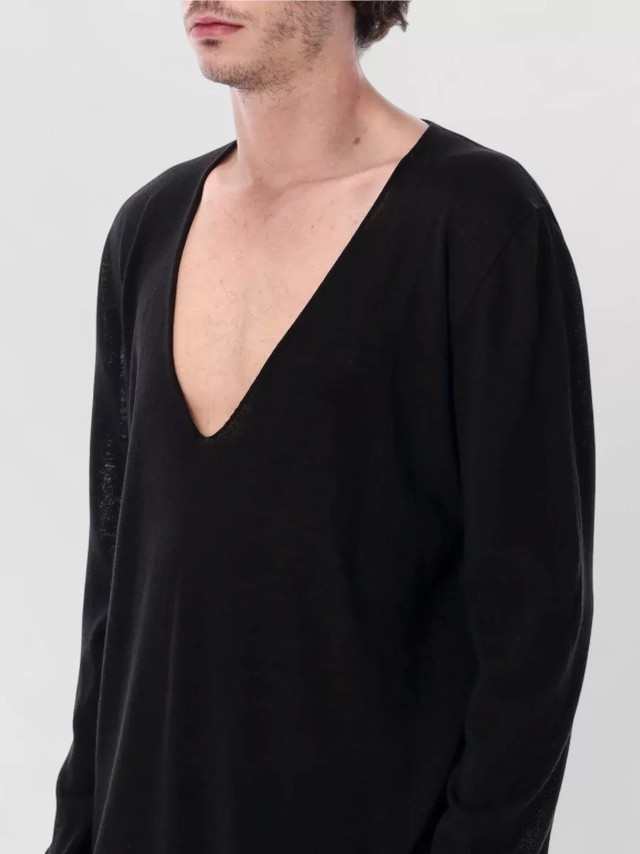 Rick Owens Extreme V Neck Long Knit Sweater