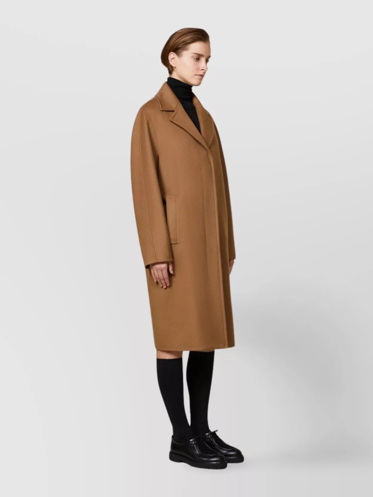 Max Mara Cashmere Coat With Dot Trim And Buttons In Brown