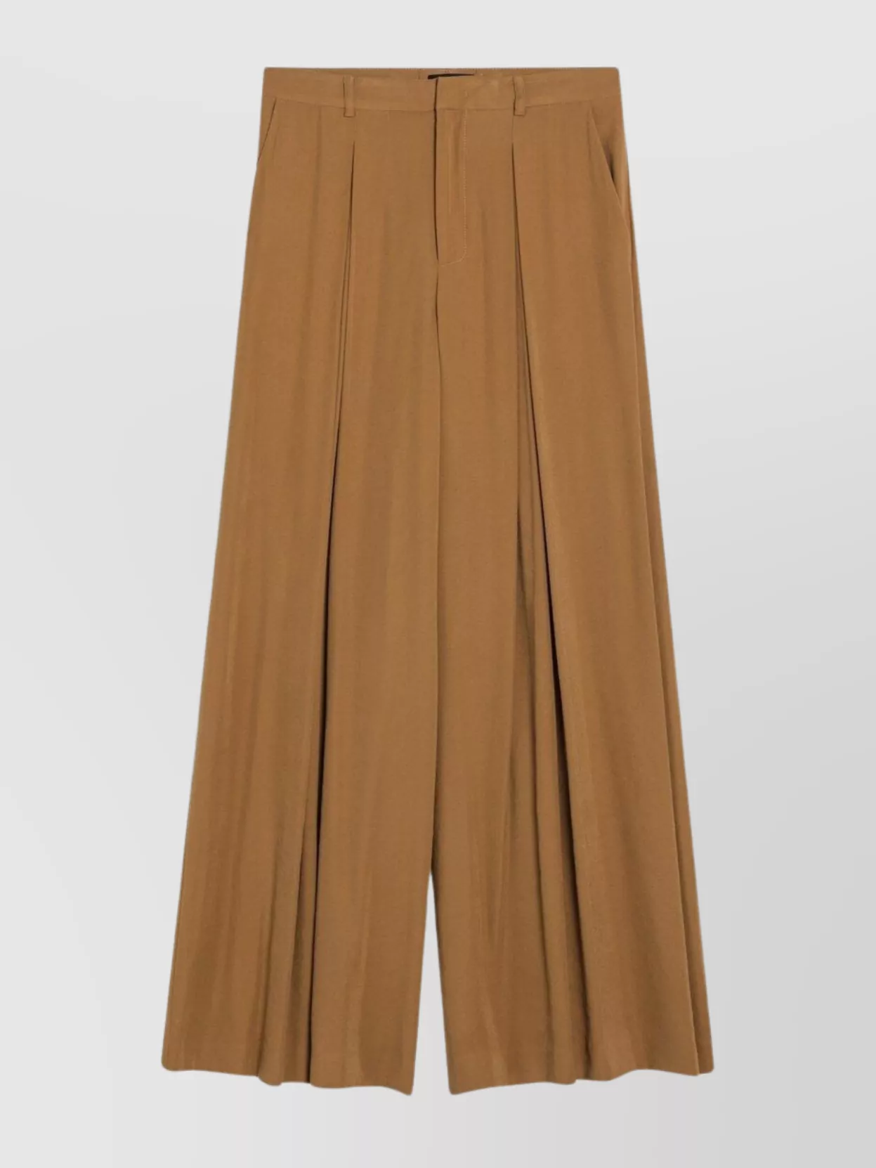 The Andamane Wide-leg Pleated Trouser Skirt With Belt Loops In Yellow